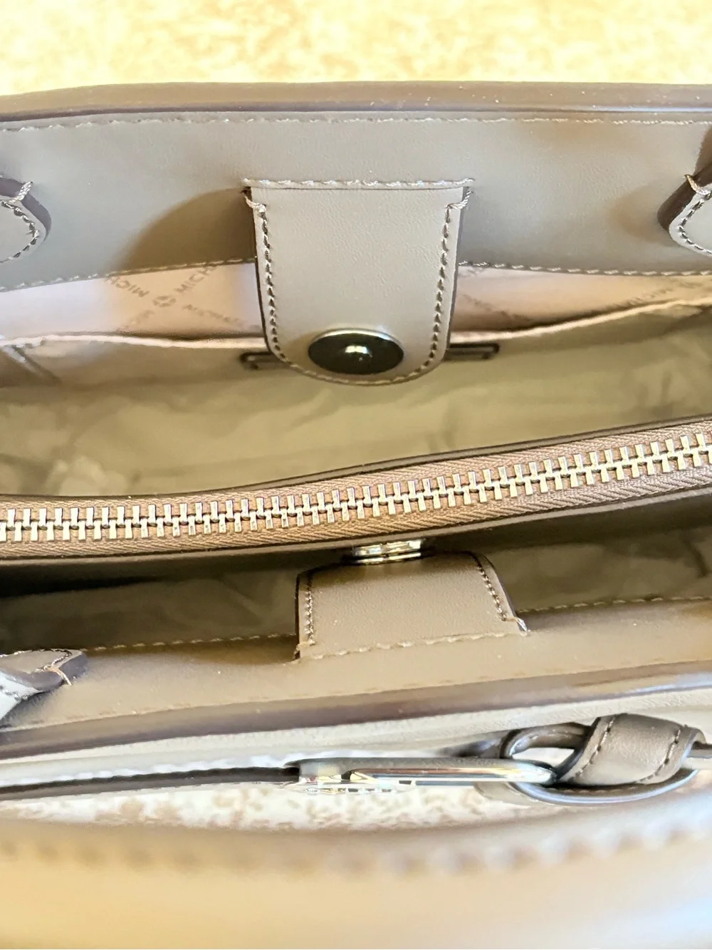 Michael Kors Gray MK Signature Satchel with Matching Wallet